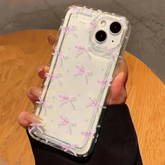 Dospita  -  Cute Pink Heart Bow Case for IPhone 16 15 14 13 12 11 Pro Max 13 12Mini XS XR 7 8Plus SE Shockproof Soft Clear Cases Coque