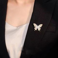 Dospita Exquisite Butterflys Enamel Brooch For Women Korean-Style Elegant Insect Crystal Pearl Pins Alloy Accessory Fashion Jewelry Gift