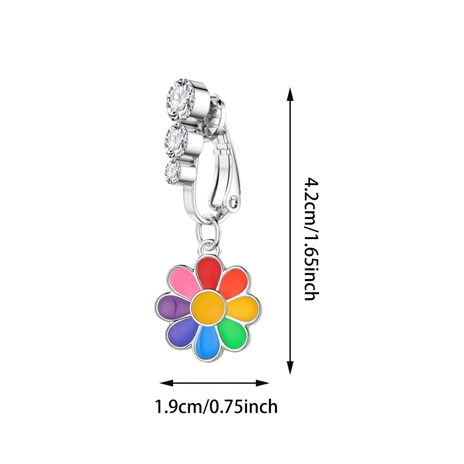 Dospita 1Pcs New Sexy Dangling Navel Clip Belly Button Ring 14G Moon Heart Cubic Zirconia Surgical Steel Body Fake Piercing Jewelry