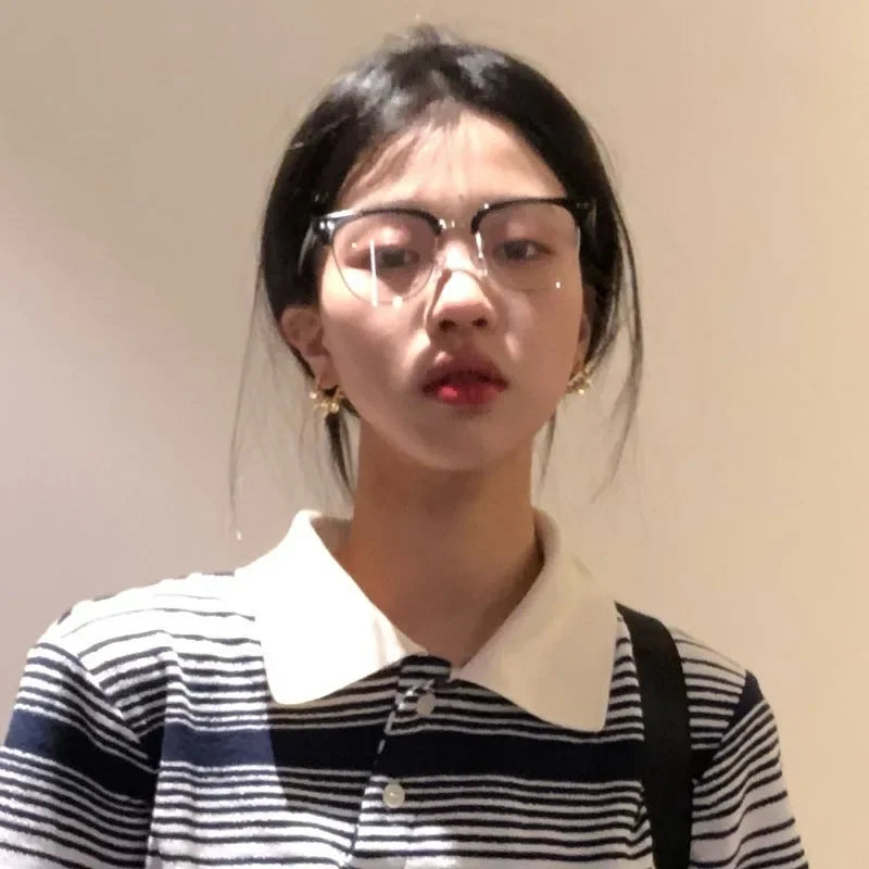 Dospita Korean Retro Literary Glasses Frame Girl Ins No Makeup Plain Glasses Men Light Eyewear Cute Decorative Computer Glasses