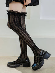 Dospita 1 pair of new Lolita stockings lace stockings Lolita knee high JK girls thigh stockings Cos knee high stockings