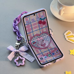 Dospita Cute Bow Bracelet Film Integration Hinge Phone Case for Samsung Galaxy Z Flip 5 Flip5 Zflip5 Cover