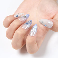 Dospita 24pcs Sweet Cool y2k Style Ballet False Nails With Glue Acrylic Press on Nails Coffin Almond Full Cover Fake Nails Stick on Nail