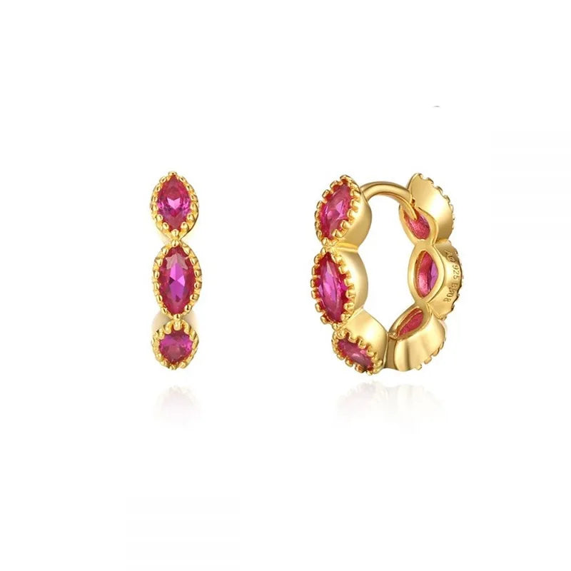 Dospita  -  Fashion Multicolor CZ Zircon Small Hoop Earrings for Women Copper Geometry Circle Ear Buckle Piercing Jewelry Hot