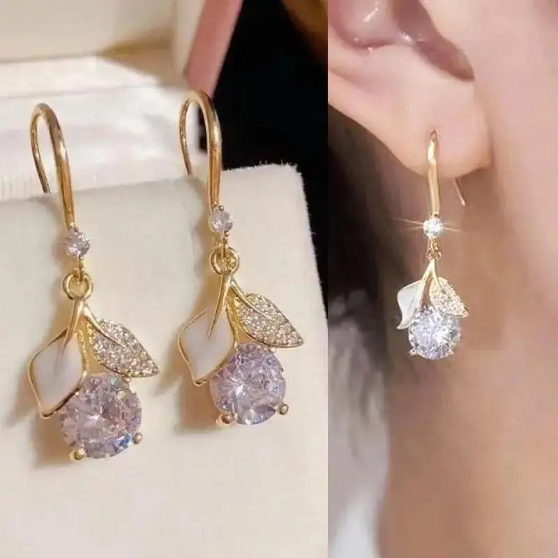 Dospita  -   Needle Purple Butterfly Long Tassel Earrings For Women Jewelry Trending Korean Fashion Luxury Crystal Earrings