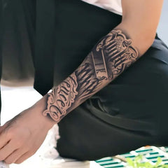 Dospita  -  1pc Dark floral waterproof temporary tattoo stickers, lasting 1-2 weeks, simulates semi-permanent fake tattoos