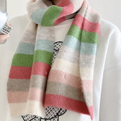 Dospita Fashion Multicolor Stripe Scarf Warm Winter Small Narrow Shawl Women Lovely Fashion Casual Scarves For Women