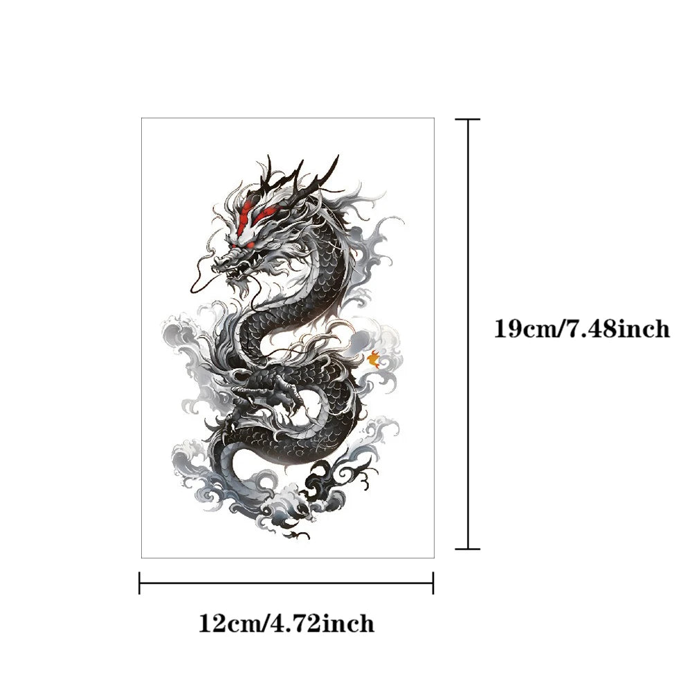 Dospita  -  8pcs Waterproof Temporary Tattoo Sticker Flying Dragon Owl Rose Flowers Dark Animal Body Art Arm Fake Tattoos Sleeve Women Men