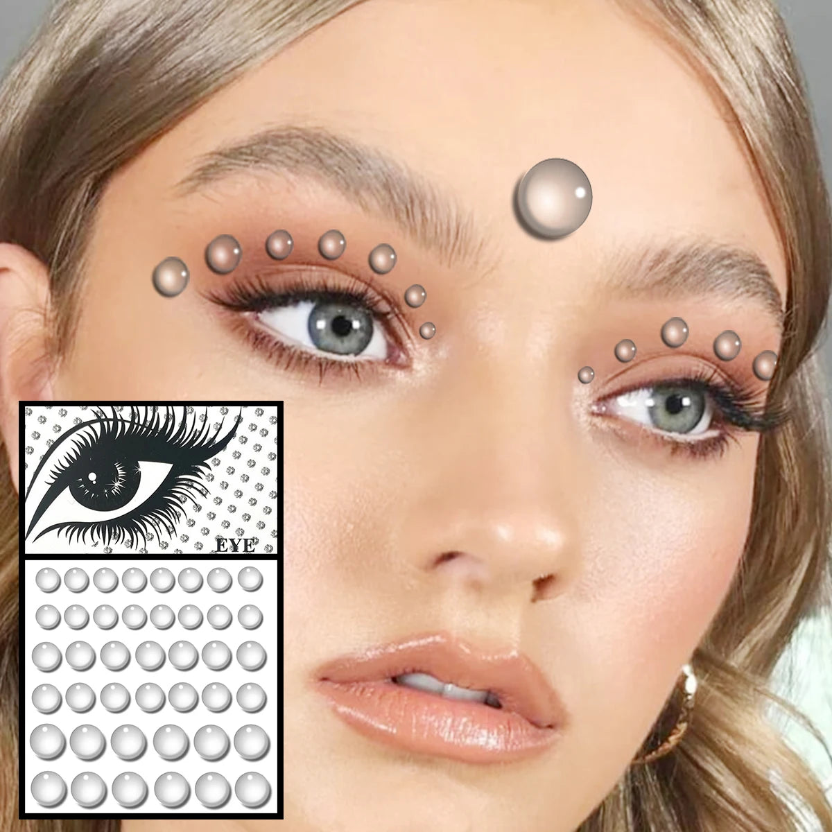 Dospita  -  Red Heart Face Jewelry Temporary Tattoos Eye Forehead Diamonds Jewels Makeup Sticker Sparkle Water Drop Gems Nail Art Festival