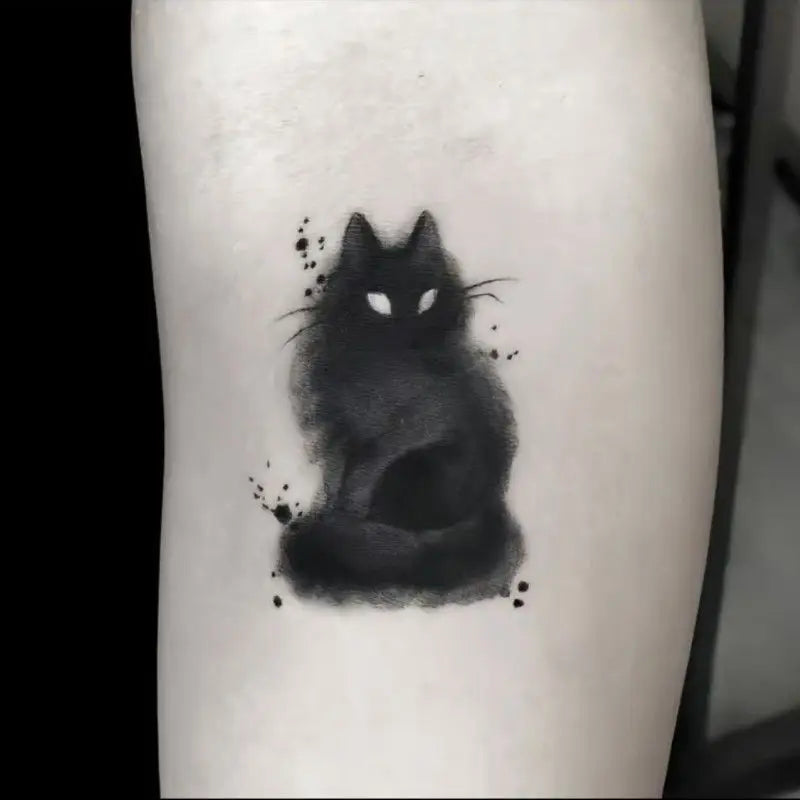 Dospita  -  Cute Black Cat Tattoo Stickers for Women Man Arm Art Temporary Tattoos Waterproof Fake Tattoo Cartoon Lasting Tattoo Stickers