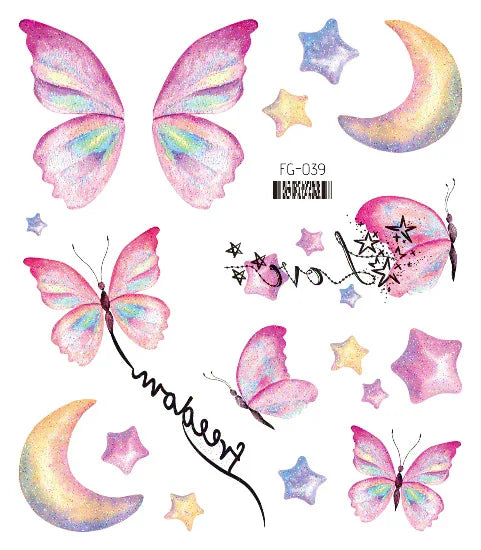 Dospita  -  Fairy Butterfly Wings Shiny Tattoo Sticker Waterproof Eyes Face Hand Body Art Fake Tattoos For Women Makeup Dance Music Festival