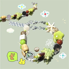 Dospita Resin Bead Lucky Fish Bracelet Fresh Glass Fashion Design Coconut Tree Hand Rope Korean Style Jewelry Accessories Gift