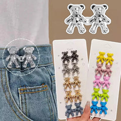 Dospita Colorful Bear Tighten Waist Button Pin Jeans Bear Waist Buckle Fashion Detachable Jean Button Pin for Women Pant Sewing Button