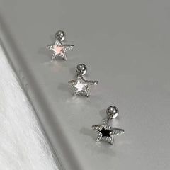 Dospita Egirl Y2K Punk Star Stud Earrings Black White Pink Pentagram Studs Earrings Grunge Earrings Retro Gothic Jewelry