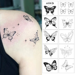 Dospita  -  3D Black Butterfly Temporary Tattoo Stickere Waterproof Colorful Butterfly Body Art Fake Tattoo Flash Tattoo Wrist Ankle Unisex