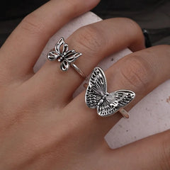 Dospita Vintage Punk Metal Butterfly Shape Rings Adjustable Butterfly Women's Rings Exquisite Insect Ring Gothic Jewelry Free Shipping