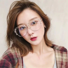 Dospita Big Frame Anti-blue Glasses Women Fashion Plain Glasses Men Eyewear Cute Decorative Computer Glasses