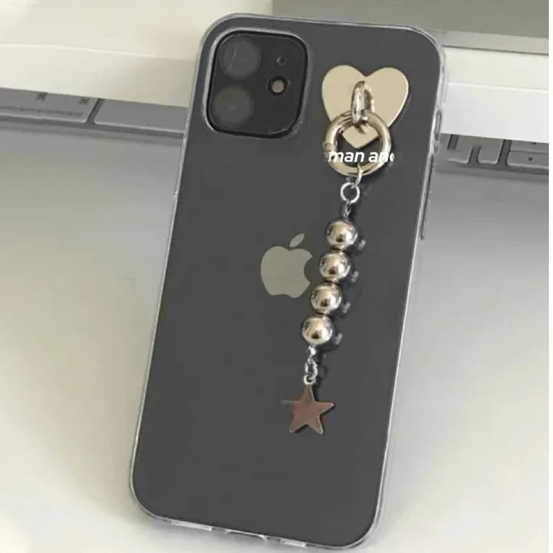 Dospita Korean Fashion Ball Star Mobile Phone Pendant Kawaii Punk Charm Geometric Bag Keychain Accessories Vintage Y2K Keychain Jewelry