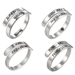 Dospita Encourage Trend Keep Going Engrave Letter Stainless Steel Rings I Am Enough Rings Adjustable Fashion Best Gift