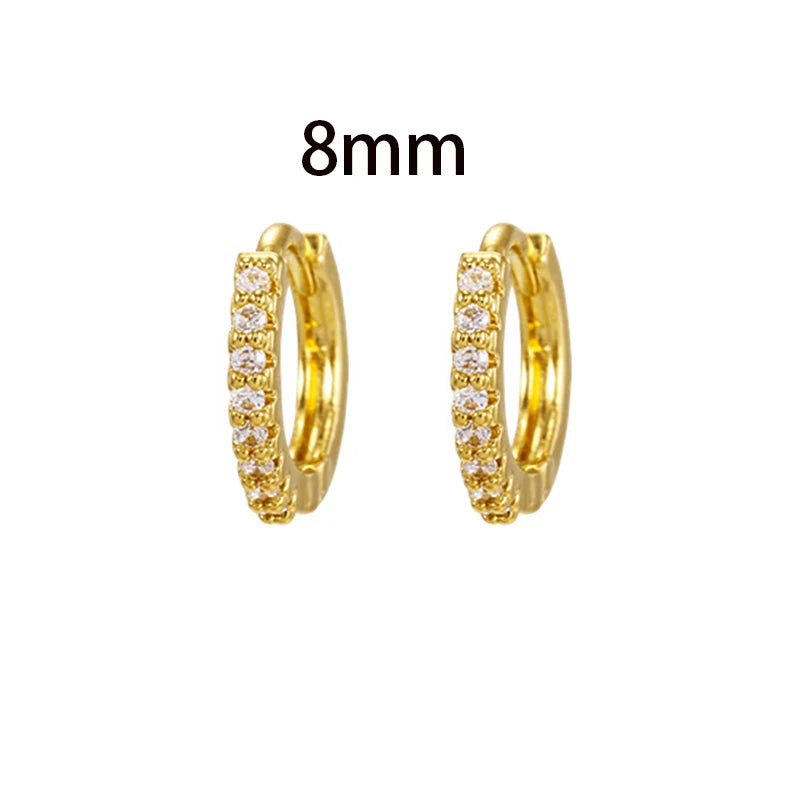 Dospita  -  2PCS New Fashion Gold Color Crystal Zirconia Chain Hoop Earrings Women Small Pendant Star Ear Cartilage Earring Piercing Jewelry