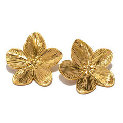 Dospita  -  Hypoallergenic Stylish Vintage Flower Stud Earrings Premium Vintage Gold Plated Stainless Steel For Women Party сережки женск