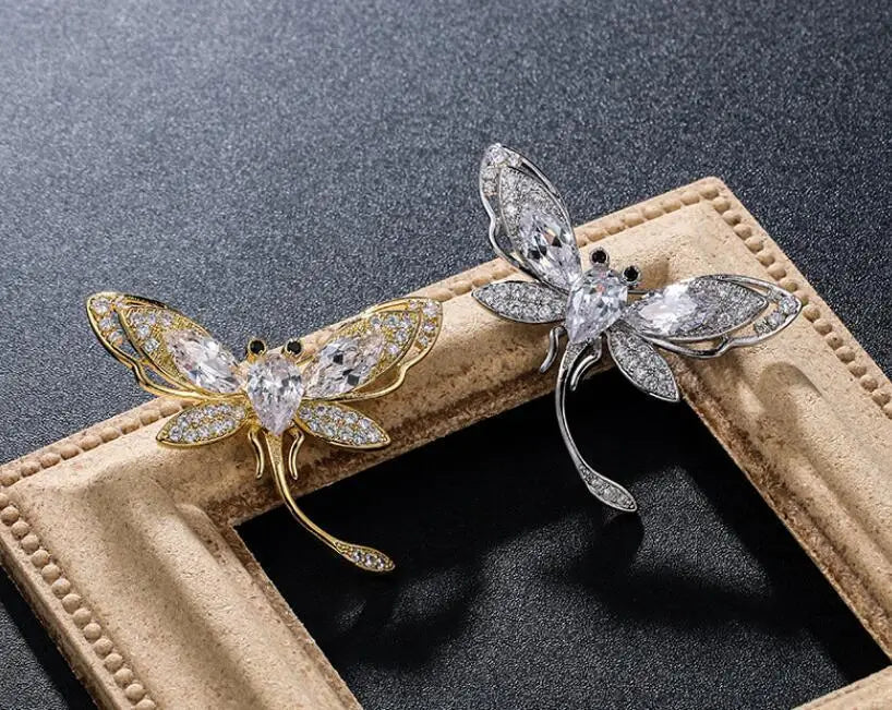 Dospita Fashion Crystal Dragonfly Brooches For Women Vintage Insect  Shinny Rhinestone Brooch Pins Clothing Coat  Accessories Jewelry