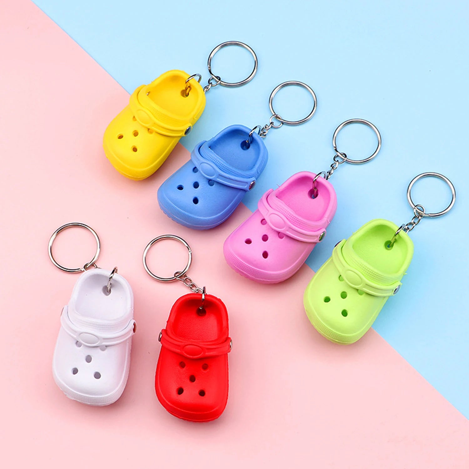 Dospita Shoe Keychain 3D Mini Sandal Slipper Keychain EVA Lovely Beach Shoes Hole Pet Shoe Backpack Pendant Bag Toy Doll Shoes