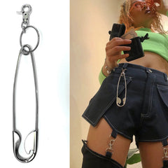 Dospita Punk Big Safety Pin Metal Pendant Keychain For Women Men Vintage Cool Hip Hop Key Chain Waist Pants Jeans Accessories