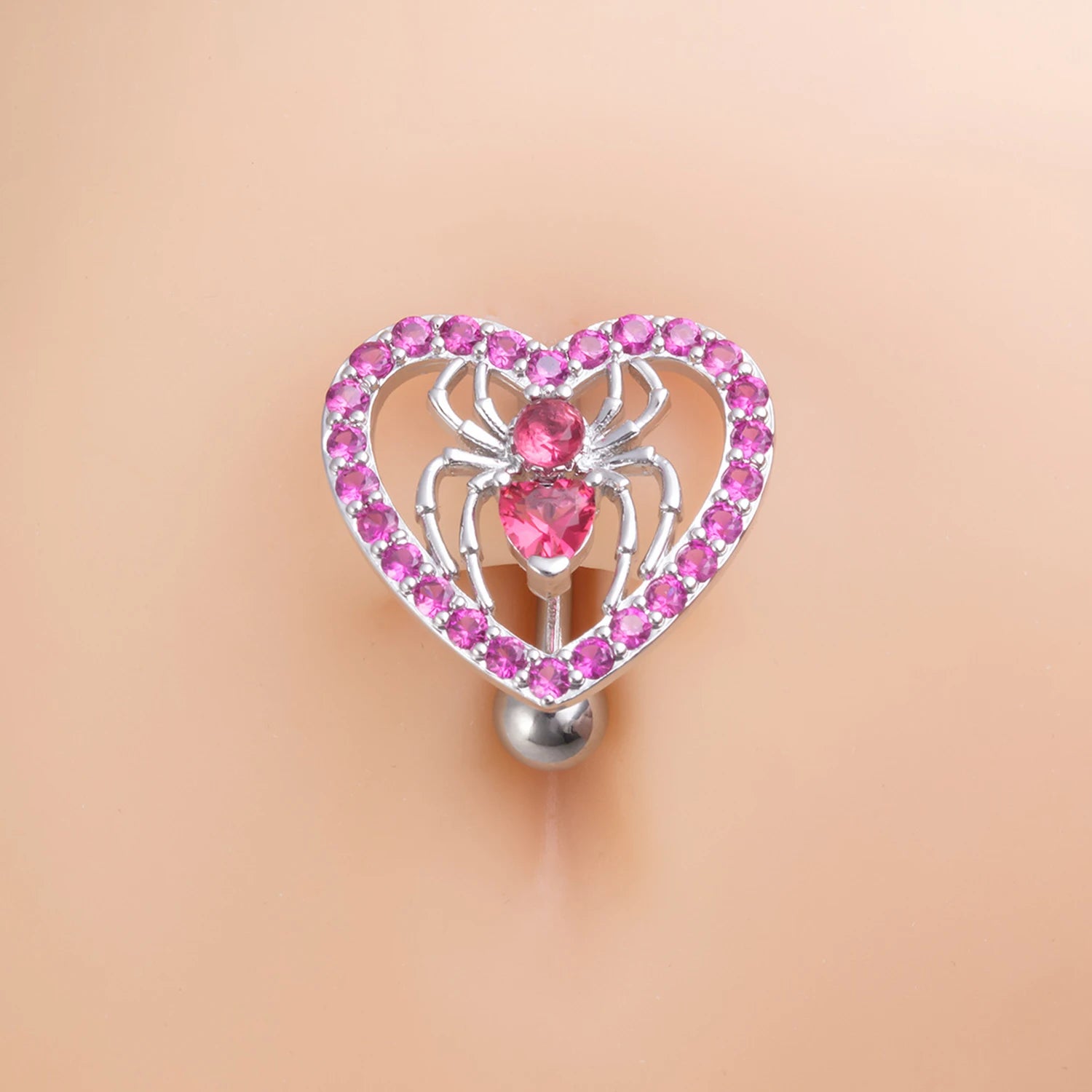 Dospita New Heart Shaped Navel Ring Ornament Spider 14G Belly Button Piercing Barbell Pendant Belly Piercing Women Jewelry