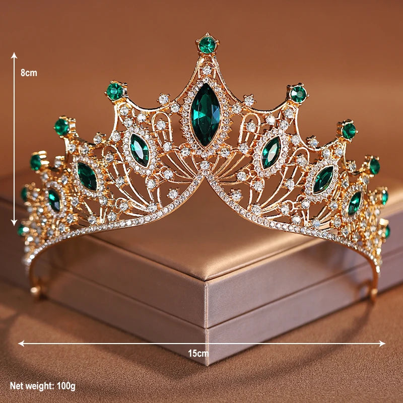 Dospita Bridal Headwear Green-Colour Ladies Exquisite Dazzling Party Crown Luxurious Birthday Tiaras