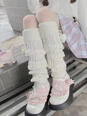 Dospita  -  A pair of Japanese style Harajuku all-match heap mid-calf socks set white knitted y2k campus jk strap long leg set for women