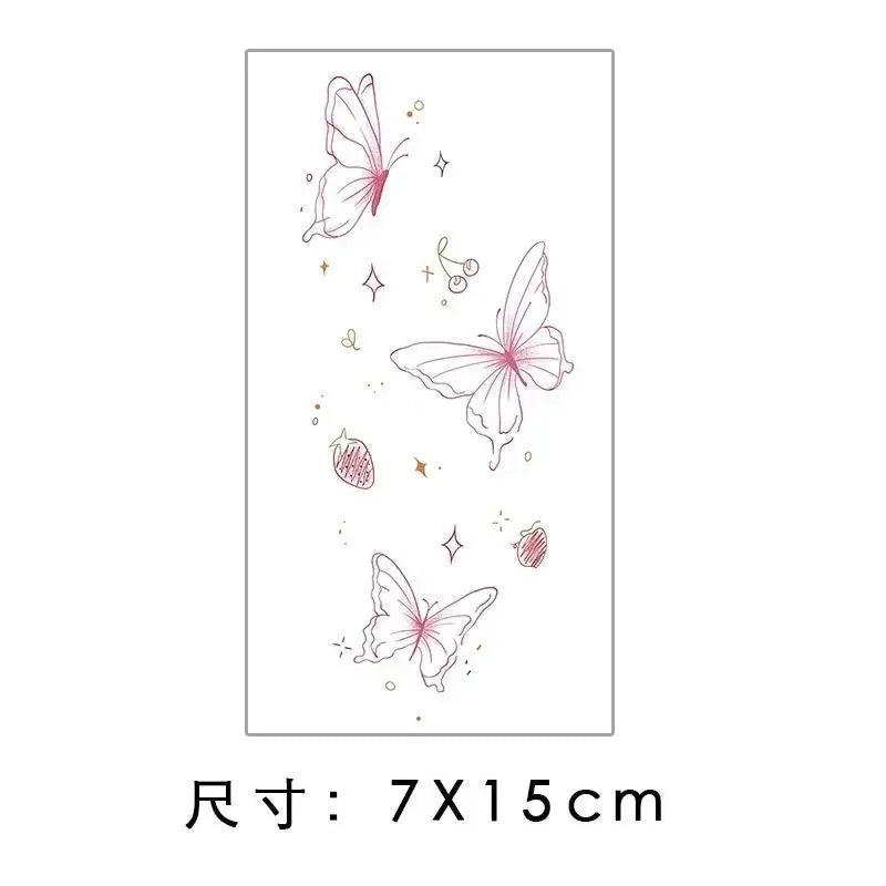 Dospita  -  Butterfly Tattoos Set Waterproof Fake Tattoo for Woman Wrist Clavicle Y2K Temporary Tattoos Simple Cute Cherry Tattoo Stickers