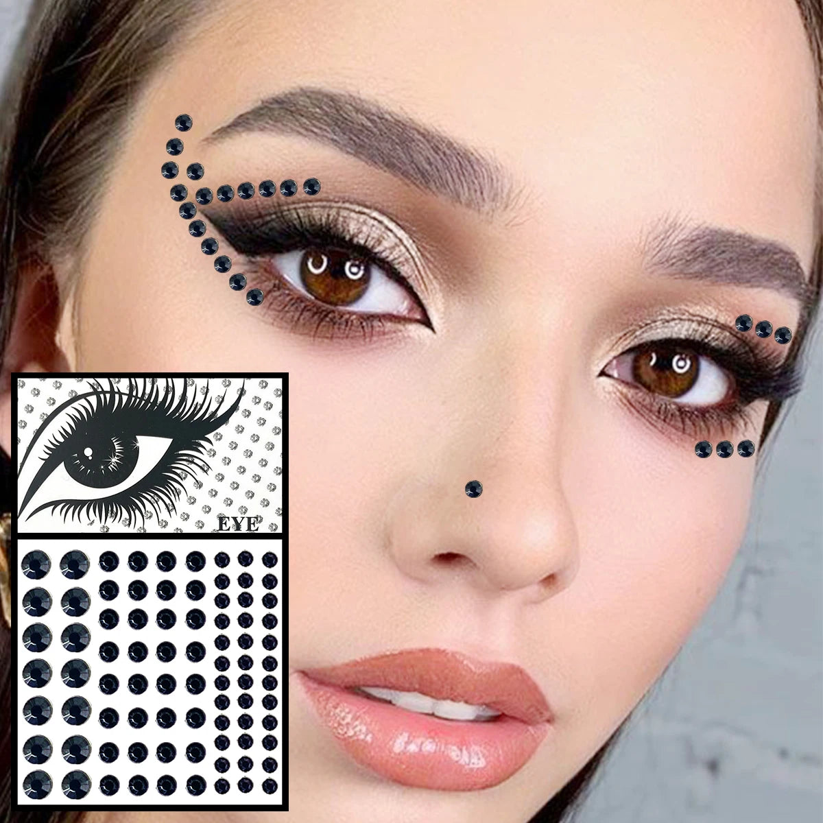 Dospita  -  Red Heart Face Jewelry Temporary Tattoos Eye Forehead Diamonds Jewels Makeup Sticker Sparkle Water Drop Gems Nail Art Festival