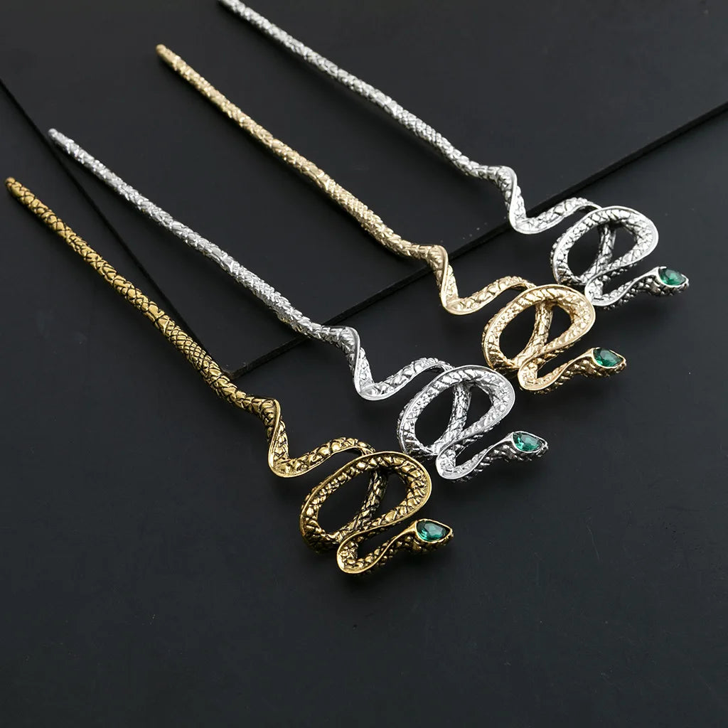 Dospita Vintage Snake Hair Sticks for Women Chinese Retro Animal Hairpins Disk Hairsticks Hair Chopsticks Fashion Hair Accessories