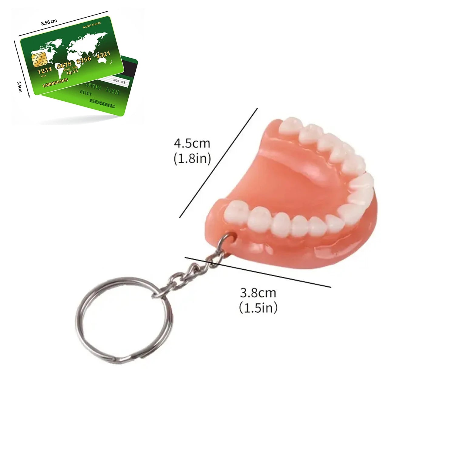 Dospita Funny Resin Tooth Key Chain Dentist Pendant Simulation Mini Denture Keychain For Bag Hanging Ornament Car Key Rings Gifts