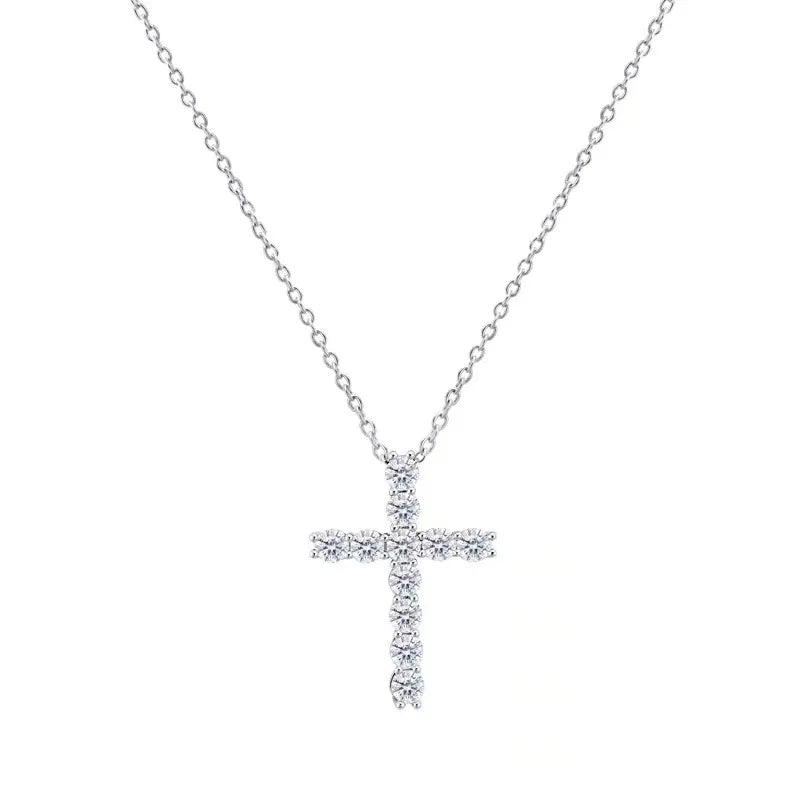 Dospita  -  Fashion Shiny Crystal Zircon Cross Pendant Necklace for Women Girl  Punk Party Jewelry