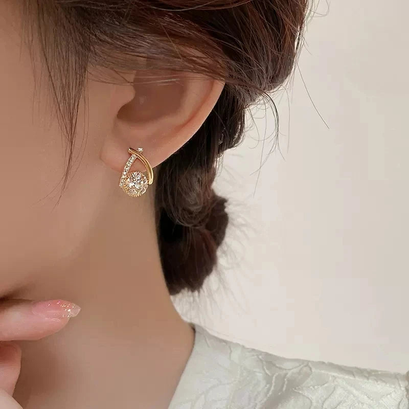 Dospita  -  Fashion Cross Stud Earrings For Women Girls Korean Style Elegant Crystal Jewelry Ear Rings Fishtail Lady Earrings Gift