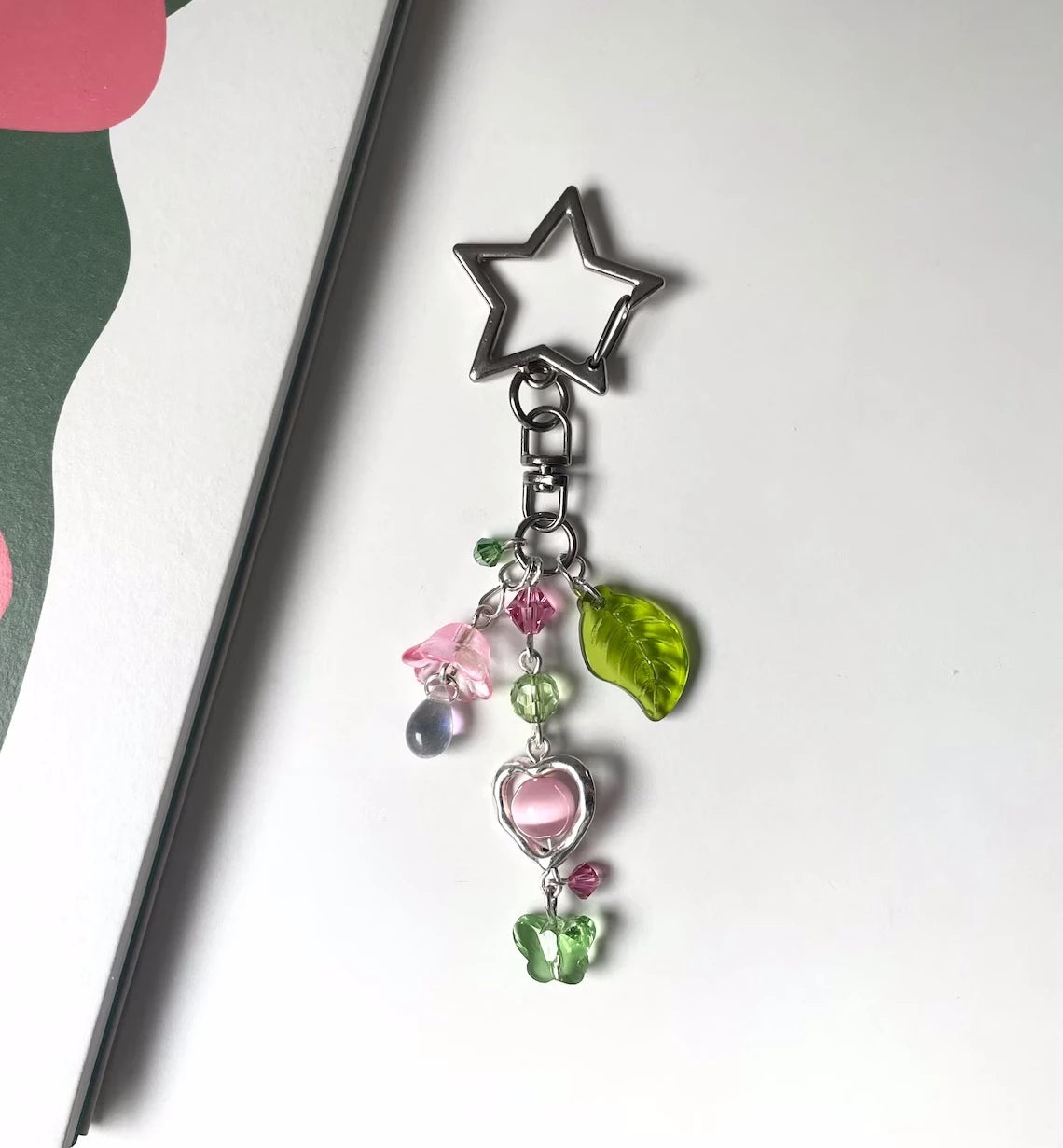 Dospita  -  TXT TEMPTATION inspired beaded keychain | moa gift | KPOP accessories | handmade beaded keychain | pink and green keychain