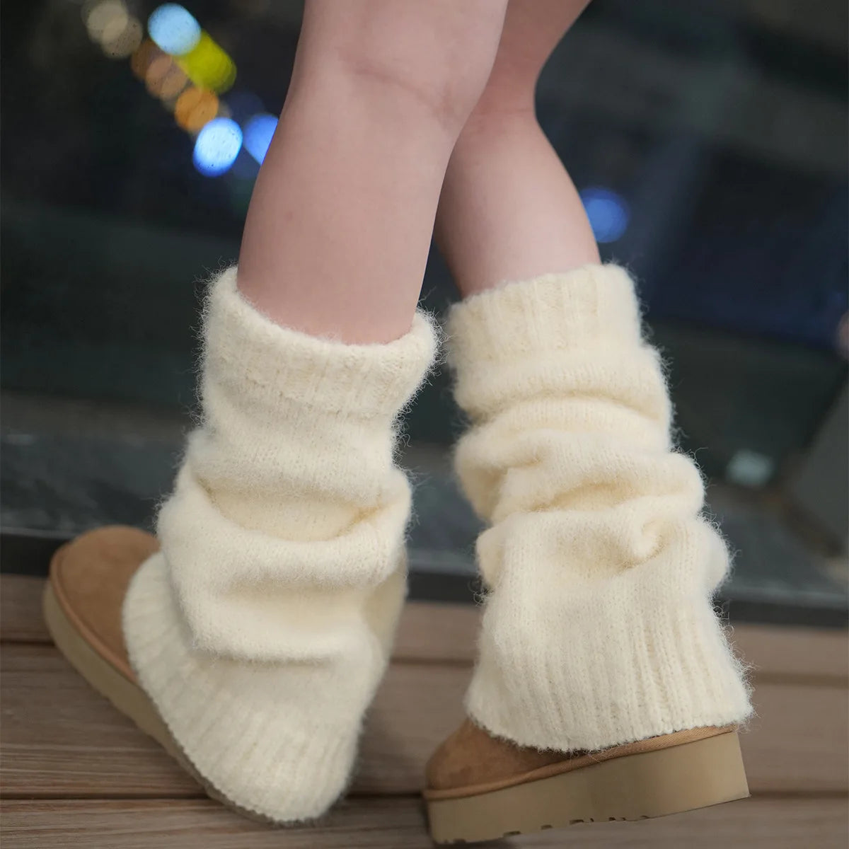 Dospita New Japanese Wool Leg Warmers Cashmere Winter Warm Plush Knitted Boots Cover Socks Korea Women Leg Socks Y2K Lolita Accessories