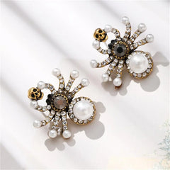 Dospita  -  Retro Style Spider Pearl Zircon Earrings For Women Halloween Party Jewelry Gift Accessories