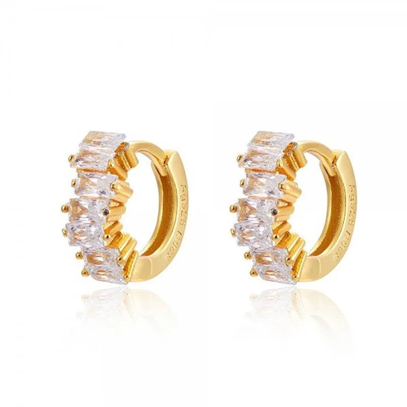 Dospita  -  New Design Stainless Steel Cubic Zirconia Hoop Earrings For Women Gold Color Pendant Cartilage Piercing Earring Unusual Jewelry