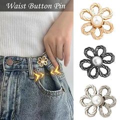 Dospita 1/2set Flower Nail-free Tightening Waistband Closing Artifact Removable Invisible Snap Button Waist Buckle Jeans DIY Sewing