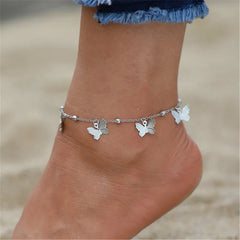 Dospita Fashion Butterfly Chain Charms Anklets for Women Silver Color Chain Ankle Bracelet on The Leg Bohemian Foot Jewelry