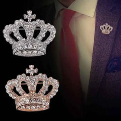 Dospita New Metal Crown Brooches Man Rhinestone Royal  Lapel Suit Shirt Collar Pins Lady Clothing Coat Jewelry Party Accessories Gifts