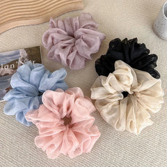 Dospita Soft and Romantic Hair Ties for Women with Unique Ruffle Design and Elegant Organza Material Charm and Beauty