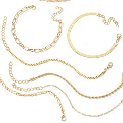 Dospita  -  6Pcs Gold Color Bracelet Set Boho Retro Thick Twist Cuban Chain Bracelet for Women Trendy Quality Jewelry Gifts