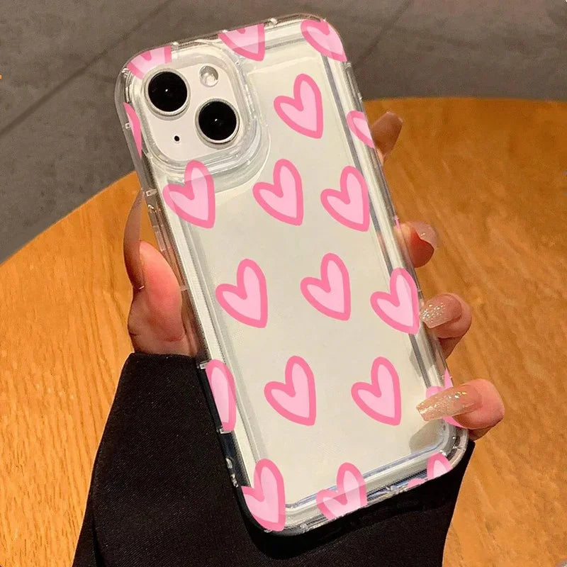 Dospita  -  Case For iPhone 13 Cases iPhone 11 Cases Heart Pink Air Cushion Phone Case For iPhone 16 15 14 Pro Max 12 XS XR X 7 8 Plus Cover