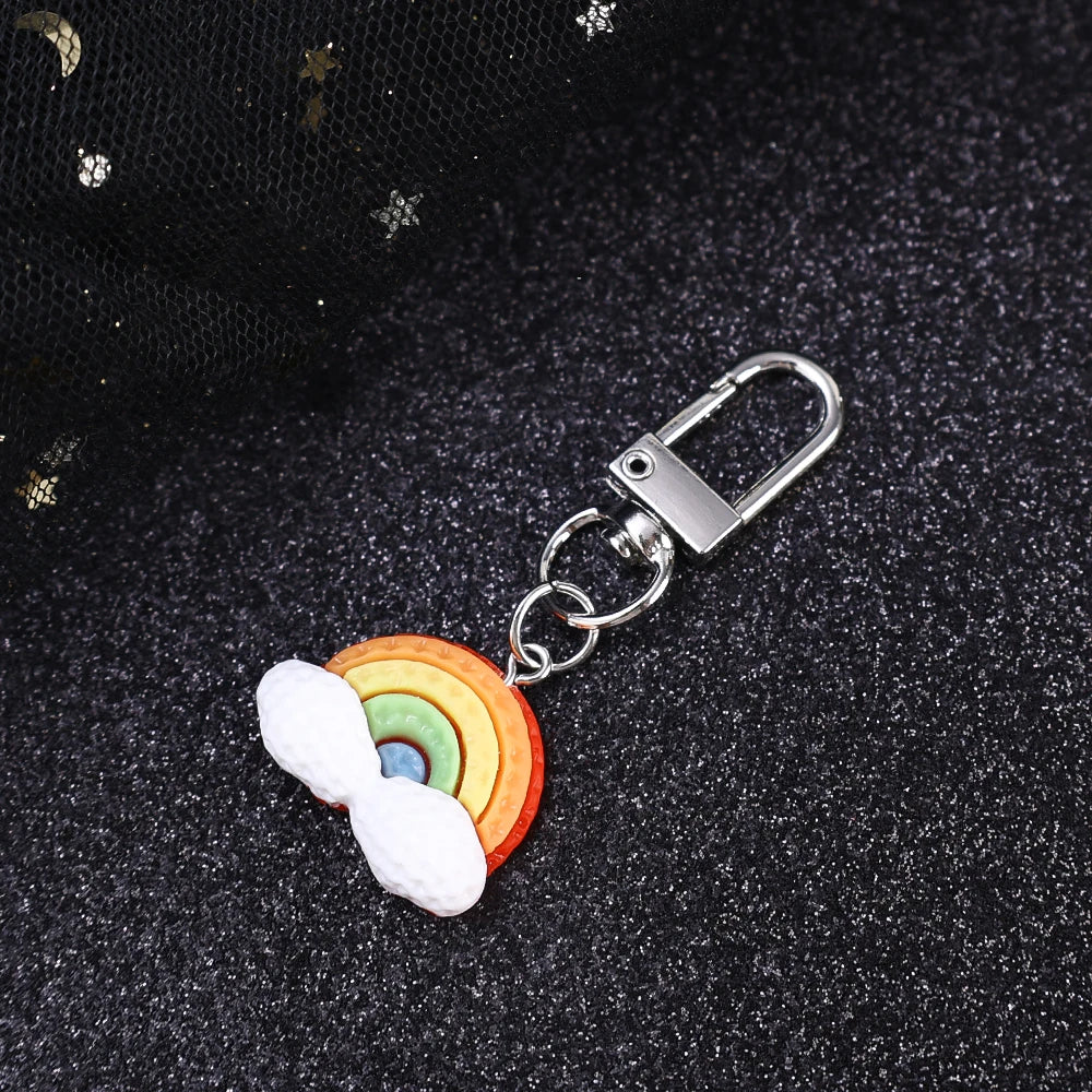 Dospita  -  1-4pcs Cute Cartoon Key Chains Rainbow Sun Star Moon Face Keychain Keyring Cartoon Kawaii Bag Car Phone Charms pendants Jewelry