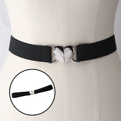 Dospita Elegant Fashion Narrow Waist Belts For Women Love Heart Metal Buckle Women Elastic Belt Dress Coat Sweater Decorative Waistbands