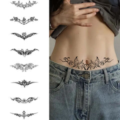 Dospita  -  8pcs Succubus Waterproof Temporary Tattoo, Lasting 1-2 Weeks, for Abdomen and Waist, Realistic Semi-Permanent Fake Tattoo